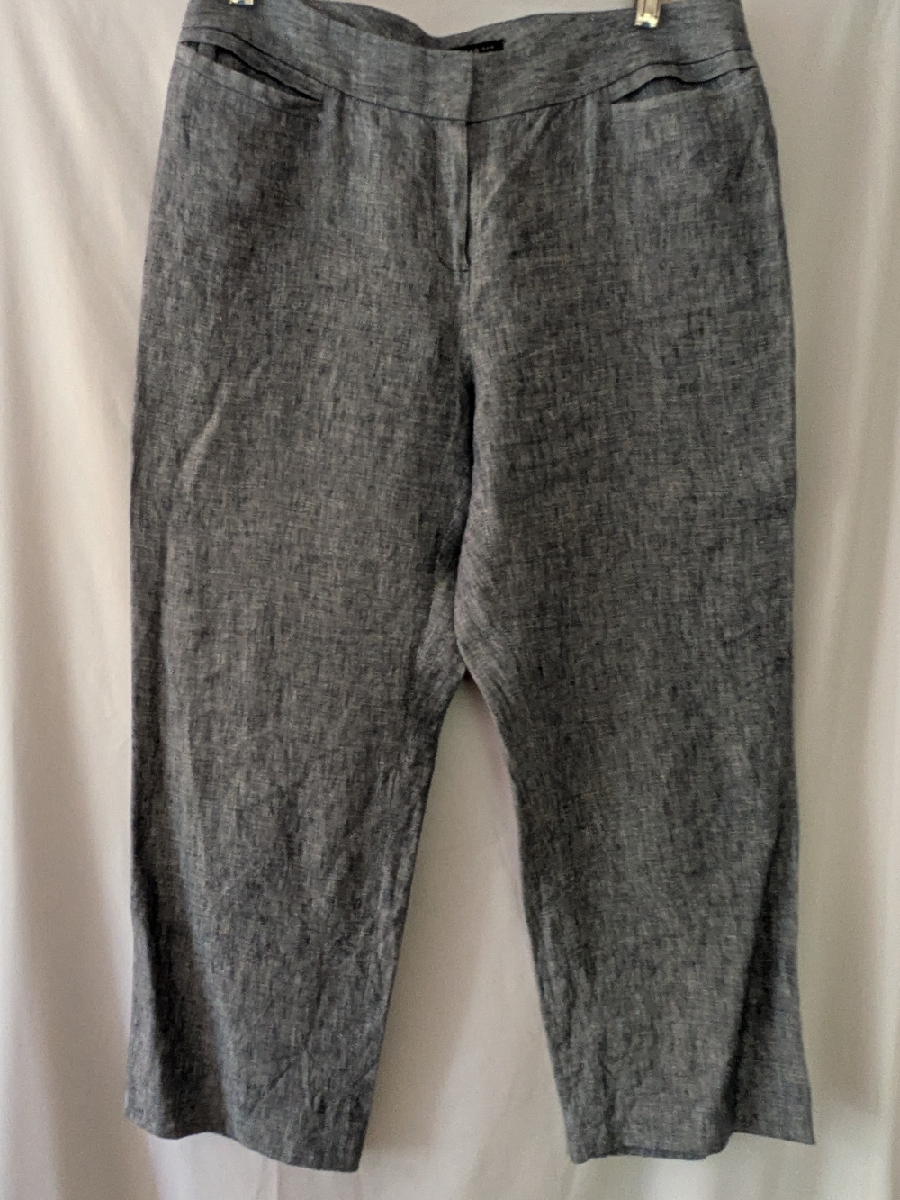 Navy Women's Linen  Capri Pants
